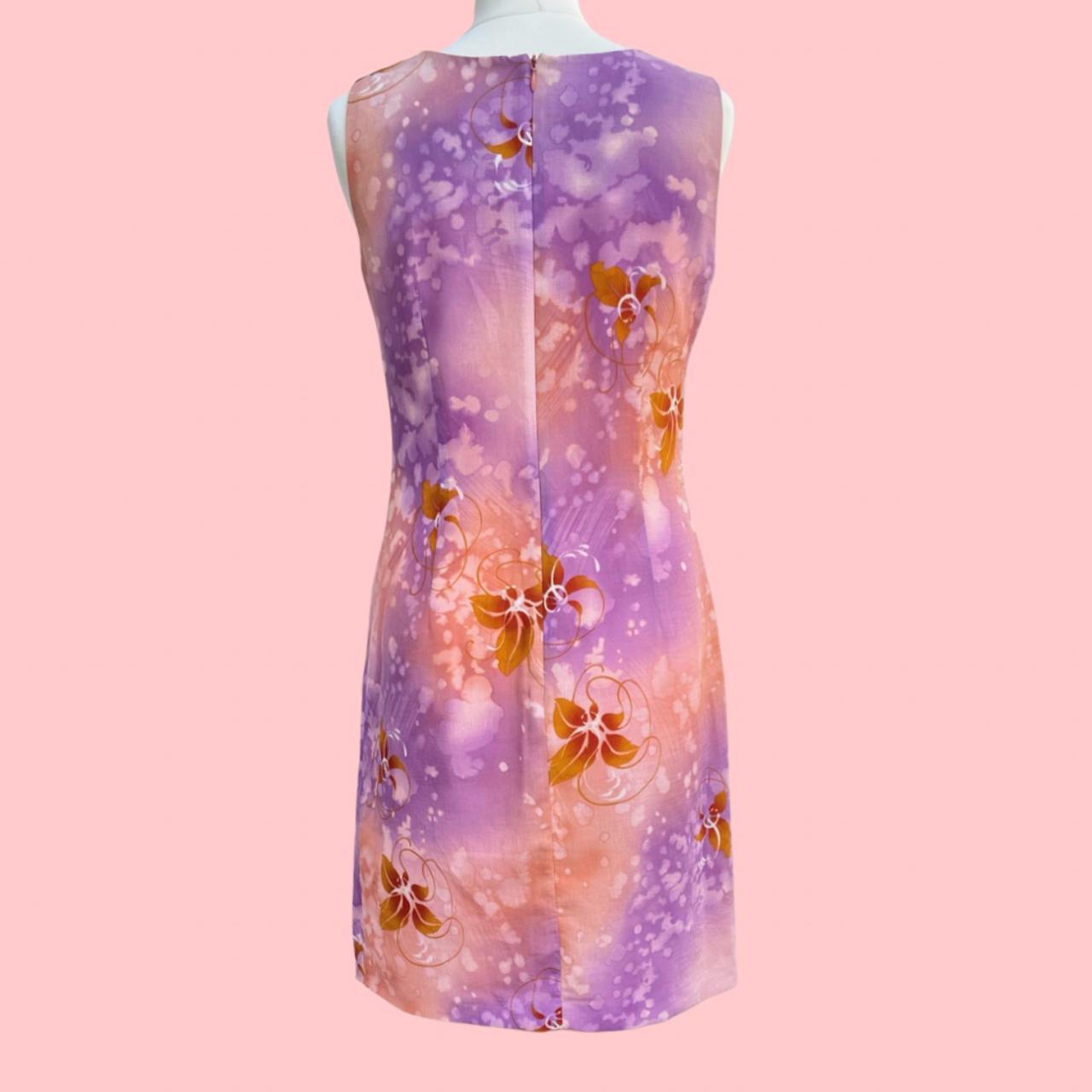 Lilac and Peach floral pattern 90s Dress