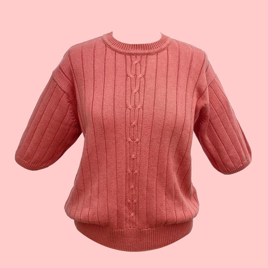 Coral pink cotton knit Jumper