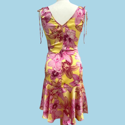 Y2K vintage silk floral pattern dress