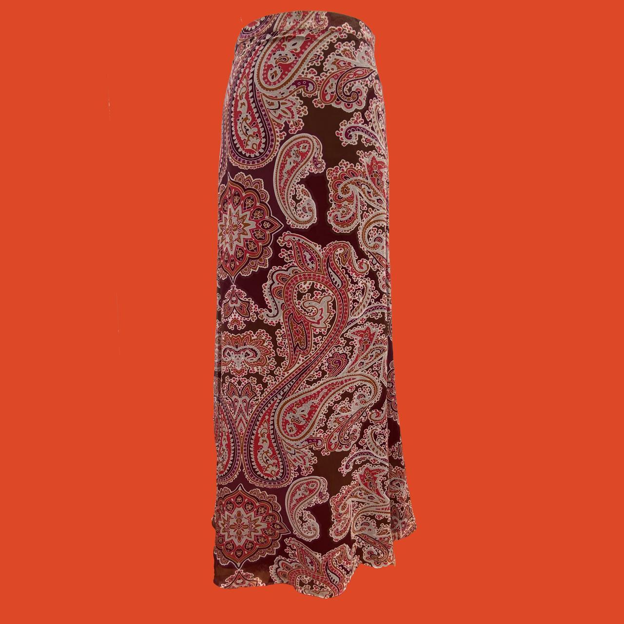 Paisley print silk maxi skirt