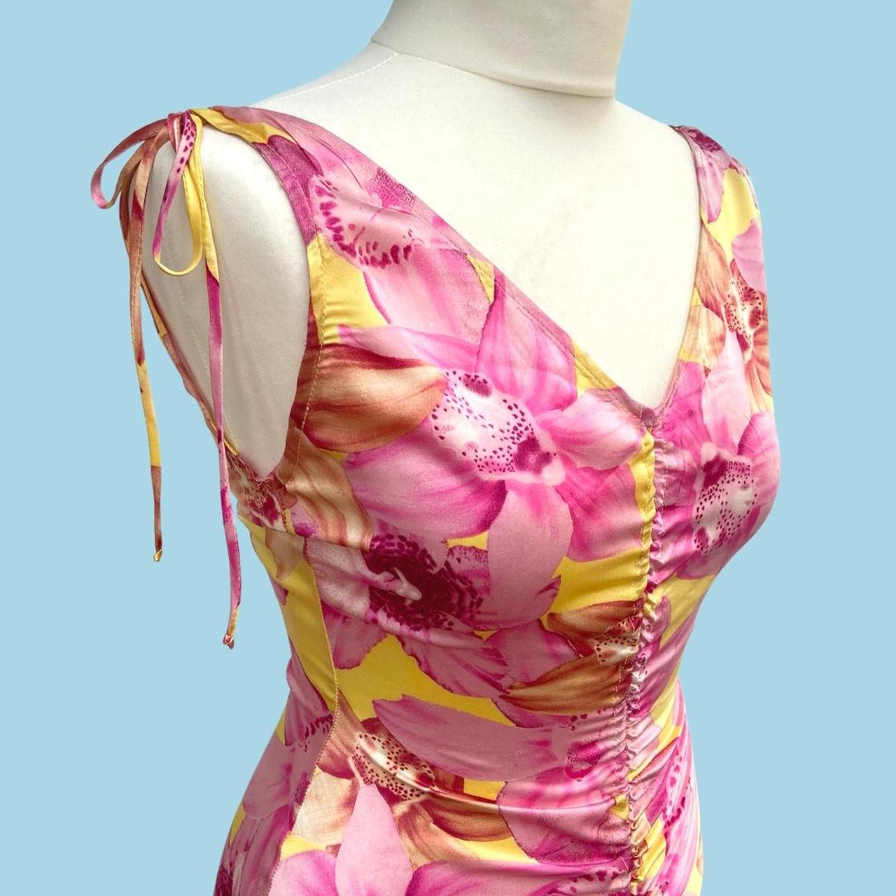 Y2K vintage silk floral pattern dress