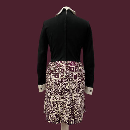 Black and Purple 70's Pattern Dress