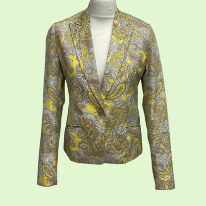 Handmade paisley single button blazer