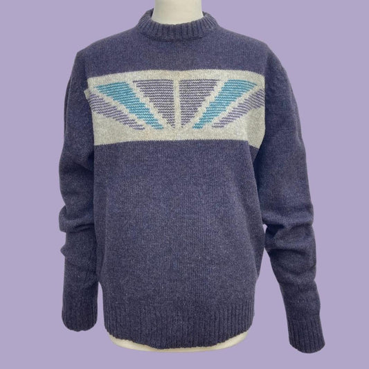 Navy blue and Grey vintage Jumper