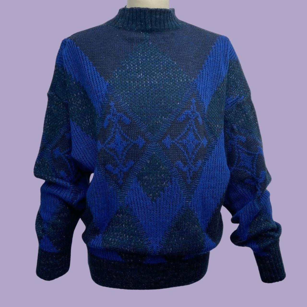 Navy and Royal Blue diamond Print Jumper